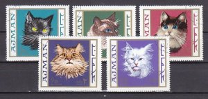 Ajman, Mi cat. 318-322 A. Various Cats issue. Canceled. ^