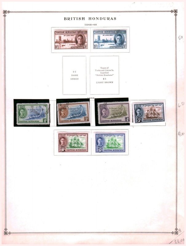 Collection, British Honduras  Scott Album Page, 1913/1973, Cat $114, Mint & Used
