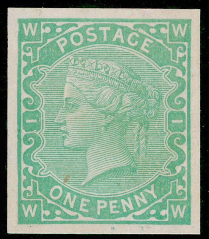 1d pale blue-green, NH MINT. 1880 PERKINS BACON TENDER ESSAY.