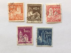 Czechoslovakia–1960-63 –Set of 5 “Castle” Stamps-CTO/LH