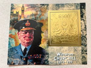 Stamps. Winston Churchill   2023 year 5 blocks Foil. Gold. perforated NEW