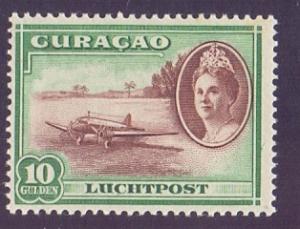 Netherlands Antilles  #C32 MH 1942 Curacao   AIR  Wilhelmina  10 gld