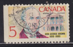 Canada 484 George Brown, The Globe & Legislature 5¢ 1968