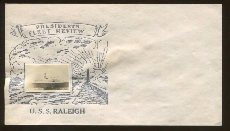 Unused 1930's Presidents Fleet Review U.S.S. Raleigh CL-7 Crosby First Day Cover