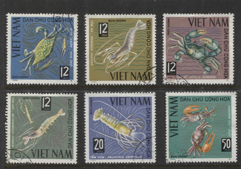 Dem.Rep.Viet Nam - Scott 368-73-Crustaceans -1965 -FU- Set of 6 Stamps