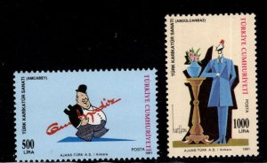 TURKEY Scott 2507-2508 MNH** 1991 Caricature Art stamp set