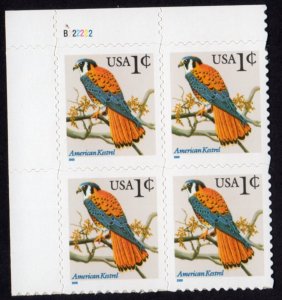 Scott #3031A 2000 American Kestrel Plate Block of 4 Stamps - MNH (UL)