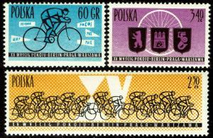 Poland #1053-55  MNH - 15th Int'l Peace Bicycle Race (1962)