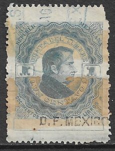 MEXICO REVENUES 1877 1c DOCUMENTARY TAX DF MEXICO Control Used DO22