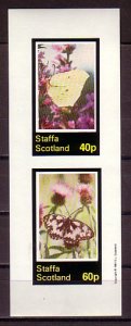 Staffa Scotland Local. 1981 issue. Butterflies IMPERF sheet of 2. ^