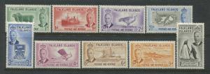 Falkland Islands 1952 set values to 1/ unmounted  mint NH