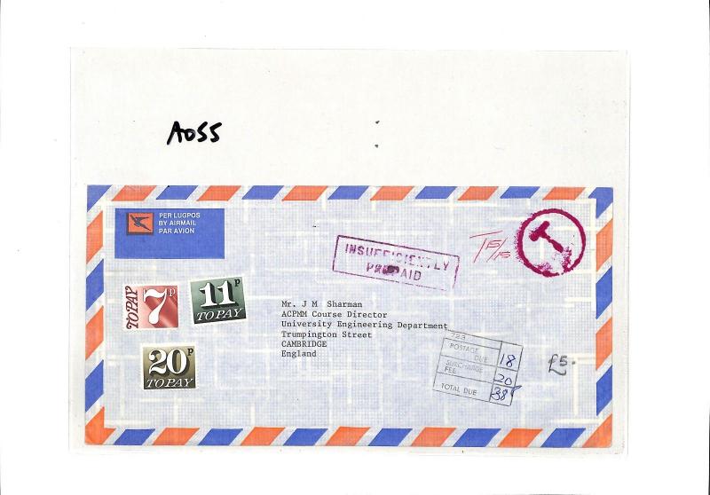 South Africa Cover UNPAID GB POSTAGE DUES {samwells-covers}AO55