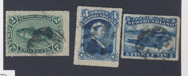 3x Newfoundland Used Rouletted Stamp; #38-VF #39-VF #40-VF Guide Value= $110.00