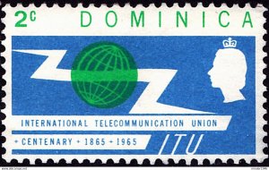 DOMINICA 1965 QEII 2c Light Emerald & Blue, I.T.U Centenary SG183 FU