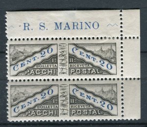 SAN MARINO; Early 1900s Postage Due Pacchi issue MINT 20c. pair