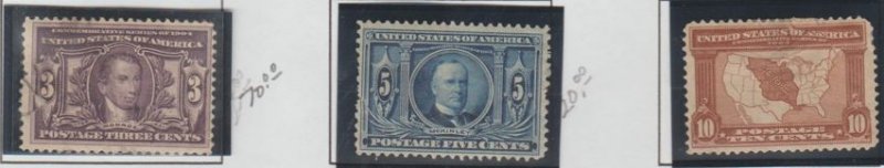 U.S. Scott #325-326-327 Louisiana Purchase Stamps - Mint & Used Set