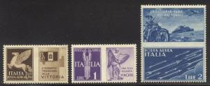 ITALY #C13//17 var SCARCE Mint NH - 1942 Airmail w/ Labels