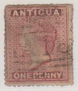 BC ANTIGUA 1863-67 QV Sc 2 DULL ROSE A18 (ENGLISH HARBOR) CANCEL SCV$60.00+ 