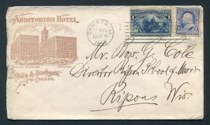 1893 Auditorium Hotel - Chicago, Illinois to Ripon, Wisconsin