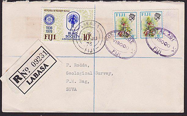 FIJI 1976 Registered cover POSTAL AGENCY / VISOQO undated cancel............5930