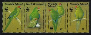 Norfolk Birds WWF Green Parrot strip of 4v 1987 MNH SC#421 a-d SG#425-428