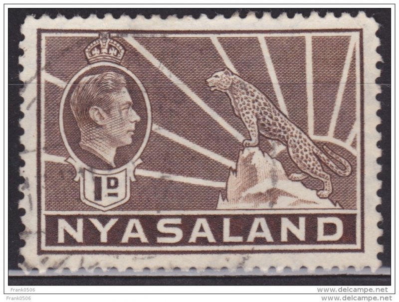 Nyasaland 1938-44, KGVI and Leopard, 1p, sc#55, used