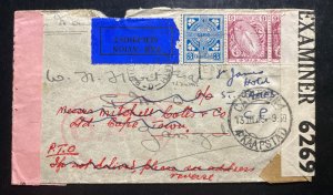 1942 Dublin Ireland Airmail Dual Censored Cover To Zanzibar Via London OAT