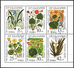 Bulgaria. 1988. Small sheet 3628-33. Flowers, flora. USED.