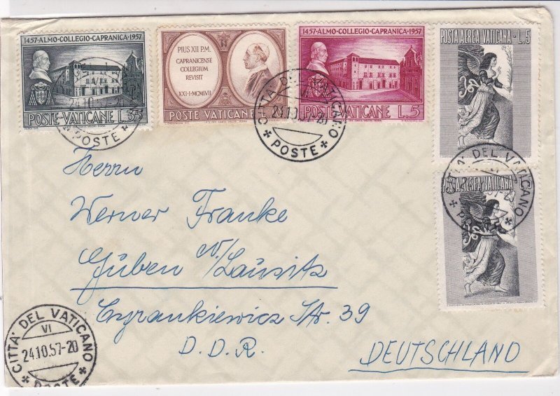 Vatican 1957 to Germany Multiple Cancel & Stamps Cover Ref 23344