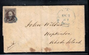 USA #1a Very Fine Used On Cover To Rhode Island With Ideal Pair Cancel