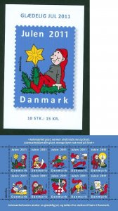 Denmark. 2011 Booklet.  With 10 Christmas Seals Mnh. Santa, Beer, Baking, Candle