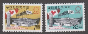 Korea (South) # 566-567, Expo 67, Mint LH, 1/3 Cat.