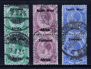 SOUTH WEST AFRICA — SCOTT 16/19 — 1923-24 OVPTS., SETTING III — USED — SCV $69