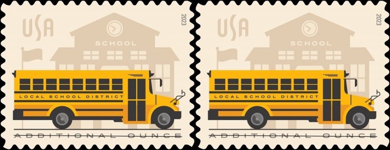 US 5741 School Bus additional ounce rate horz pair (2 stamps) MNH 2023 Jan 15 