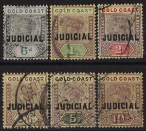 GOLD COAST 1899 'JUDICIAL' on QV 6d to 10/-.