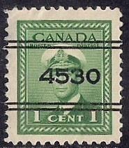 Canada #249 1 cent King George 6 Precancel VF used