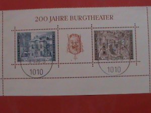 AUSTRIA STAMP :2013  200 YEARS ANNIVERSARY OF BURG THEATER  CTO S/S- VERY RARE