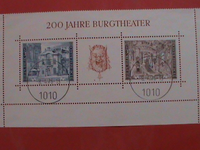 AUSTRIA STAMP :2013  200 YEARS ANNIVERSARY OF BURG THEATER  CTO S/S- VERY RARE