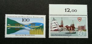 Germany Mix Lot 6 1992 Bridge Sailboat Church Ship Mountain River (stamp) MNH