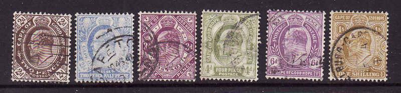 D1-Cape of Good Hope-Sc#65-70-six used values-KEVII-assorted