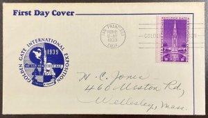 852 Mayne cachet Golden Gate Expo FDC 1939