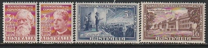 1951 Australia - Sc 240-3 - MH VF - 4 single - Founding of Commonwealth