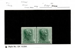 United States Postage Stamp, #1225 Mint NH Line Pair, 1963 Jackson (AC)