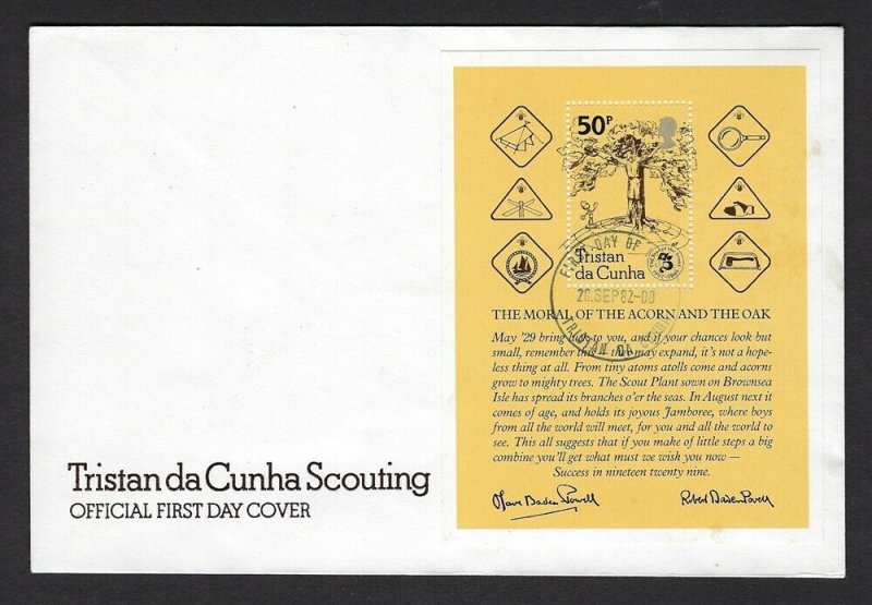 1982 Scouts Tristan da Cunha 75th anniversary SS FDC BadenPowell