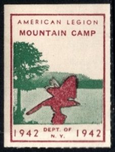 1942 US Poster Stamp American Legion Veterans' Mountain Camp Dept. of N.Y.