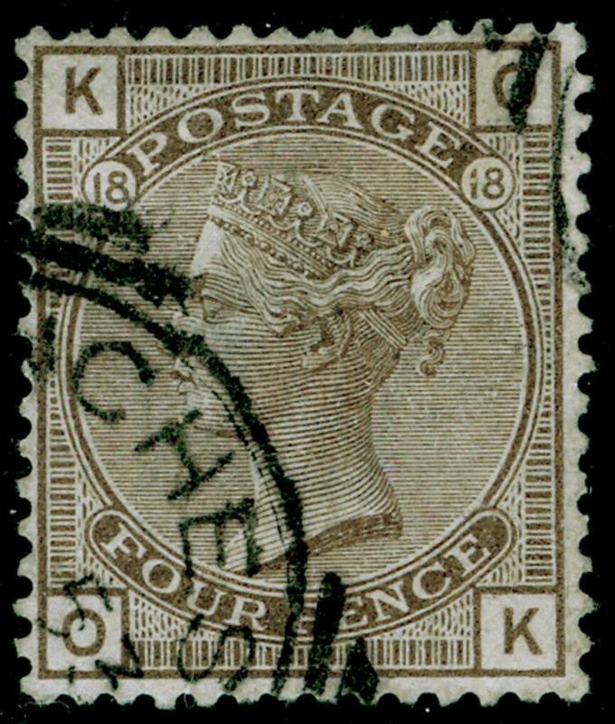 SG160, 4d grey-brown plate 18, FINE USED. Cat £80. WMK CROWN. OK