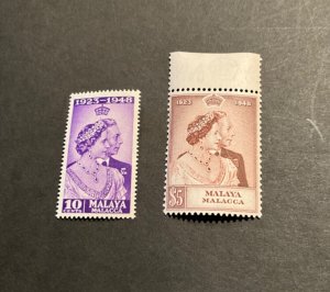 Malaya-Malacca Scott #1-2 never hinged