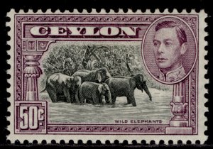 CEYLON GVI SG394e, 50c black & mauve, M MINT. Cat £10.