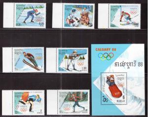 Cambodia Scott 833-840 MNH** Olympic stamp set and souvenir sheet