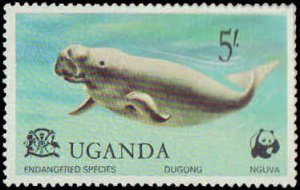 Uganda #176-180, Complete Set(5), 1977, Animals, World Wildlife Fund, Hinged